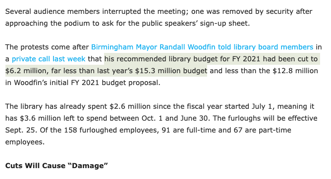 25. BPL has a proposed $6.2 million for fiscal year 2021, down from 2020's budget of $15.36 million. That's a nearly 60 percent cut.  https://buff.ly/2S2Hzfn 