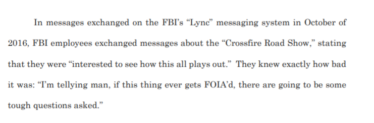 4/ one thing that FBI agents got wrong: that if "thing ever gets FOIA's" that they'd be asked tough questions. Not so far. Swamp has made sure of that. Abetted by New York Pravda and other complicit US media.