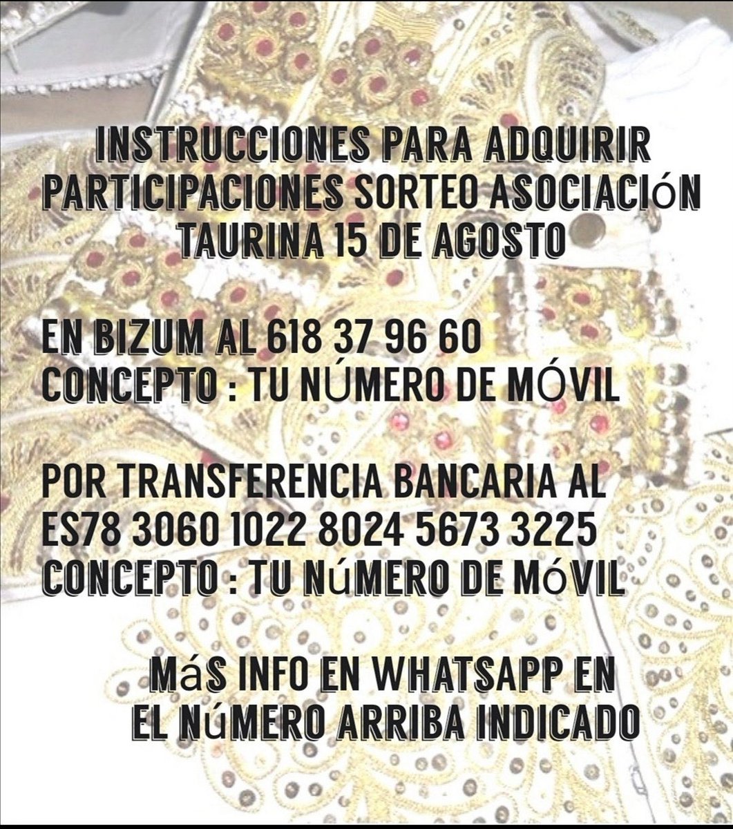 Belmezanito's tweet photo. Vamos todos a darle un empujón a este sorteo de @15agostoespinar para esas víctimas de El Espinar por este maldito #COVID19 que todos estamos sufriendo... El mundo de la tauromaquia siempre solidario!! @isma_diez https://t.co/r8TciPkcJE