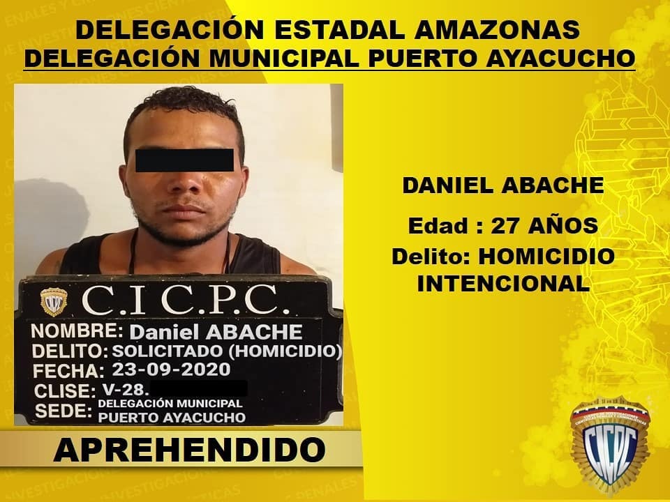 Funcionarios del CICPC PUERTO AYACUCHO aprehendieron a DANIEL ABACHE (27) quién se encuentra SOLICITADO  ante tribunales judiciales por el delito de homicidio intencional. @douglasricovzla @prensacicpc @redipguayanacicpc