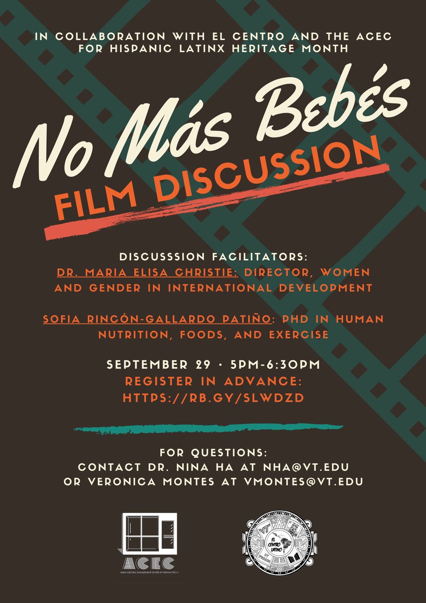 Asian Pacific Islander Desi American + Center (@vtapidacenter) on Twitter photo 🎞 Join us with <a href="/ElCentroVT/">VT El Centro</a> next Tuesday, Sept. 29 at 5PM for a discussion of the film ‘No Más Bebés’
🎞 You can find the FREE film screening link and additional details in the flyers below: 🎞 Join us with <a href="/ElCentroVT/">VT El Centro</a> next Tuesday, Sept. 29 at 5PM for a discussion of the film ‘No Más Bebés’
🎞 You can find the FREE film screening link and additional details in the flyers below: