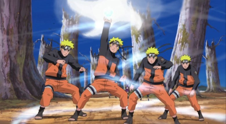 - The Rasen Shuriken is blueIn fact, it was the anime who depicted Rasen Shuriken with a blue color but the colored version of the manga and The Last depicted it as yellow/orange, which is its original color.