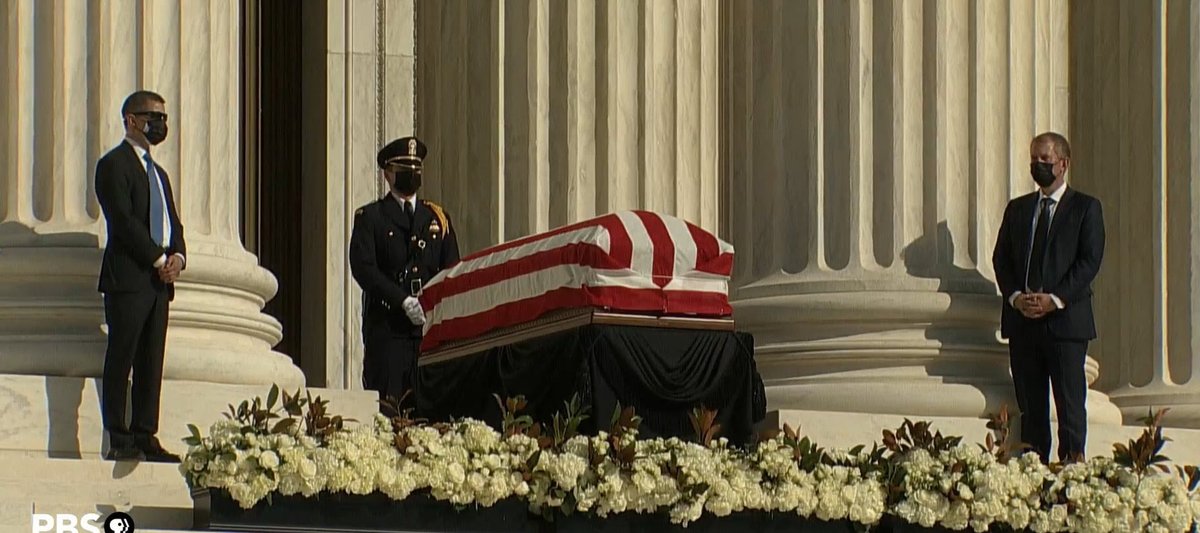 SUNY Potsdam graduate &amp; federal police officer Jacob Habecker '18 (center in this PBS photo) was chosen to serve on the Honor Guard for the late Justice Ruth Bader Ginsburg as she lies in repose at the Supreme Court. #PotsdamProud #RBGmemorial