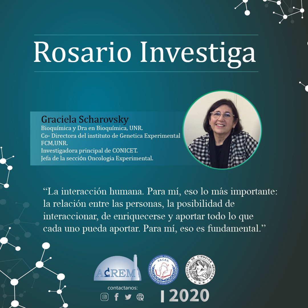 acresrosario's tweet photo. 👉Desde la ACREM, te queremos mostrar una de las entrevistas realizadas para nuestra revista en el 2017!
La entrevistada es la Dra. Graciela Scharovsky...
Para ver la entrevista completa ingresa en nuestra página oficial.
https://t.co/6exnzecYYT
🔬 #ACREM #Revistacientifica https://t.co/RPWDvIR9vx