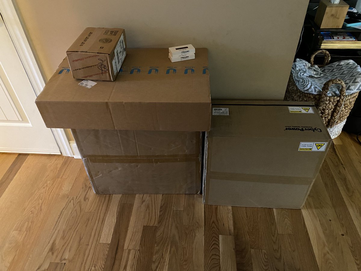 Alrighty! Rack, UPS, 24 port PoE switch, and 10Gb SPF+ modules all arrived today. This weekend shall be some basement fun on phase 1 of the network upgrade in prep for moving from Spectrum gig to AT&T fiber.