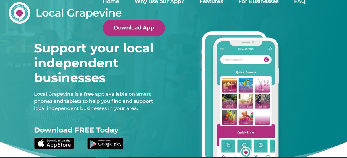 LocalGrapevine1's tweet image. Local Grapevine App supporting local independent businesses is now live - downoad the app from Apps Store or Google Play