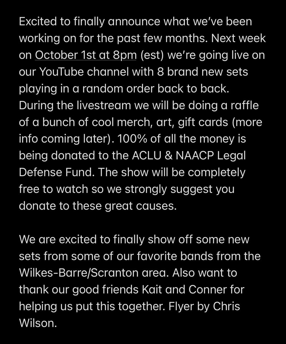 Next week we’re doing a livestream show on our YouTube channel to benefit the ACLU/NAACP Legal Defense. Check out the second image for full details.