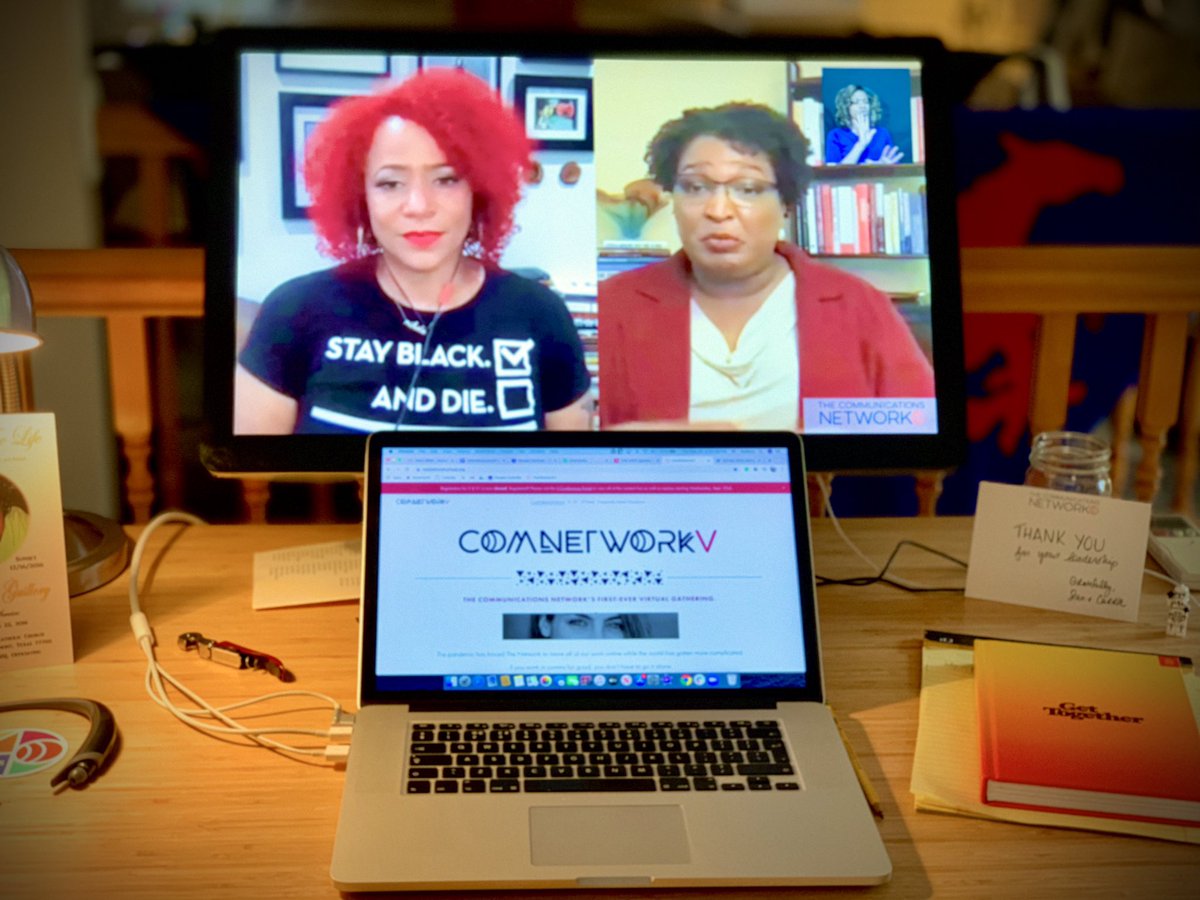 So during #ComNetworkV <a href="/nhannahjones/">Ida Bae Wells</a> shared “people say slavery was a long time ago - get over it!” <a href="/staceyabrams/">Stacey Abrams</a> facial expression says it all! #slavery #racism #1619Project