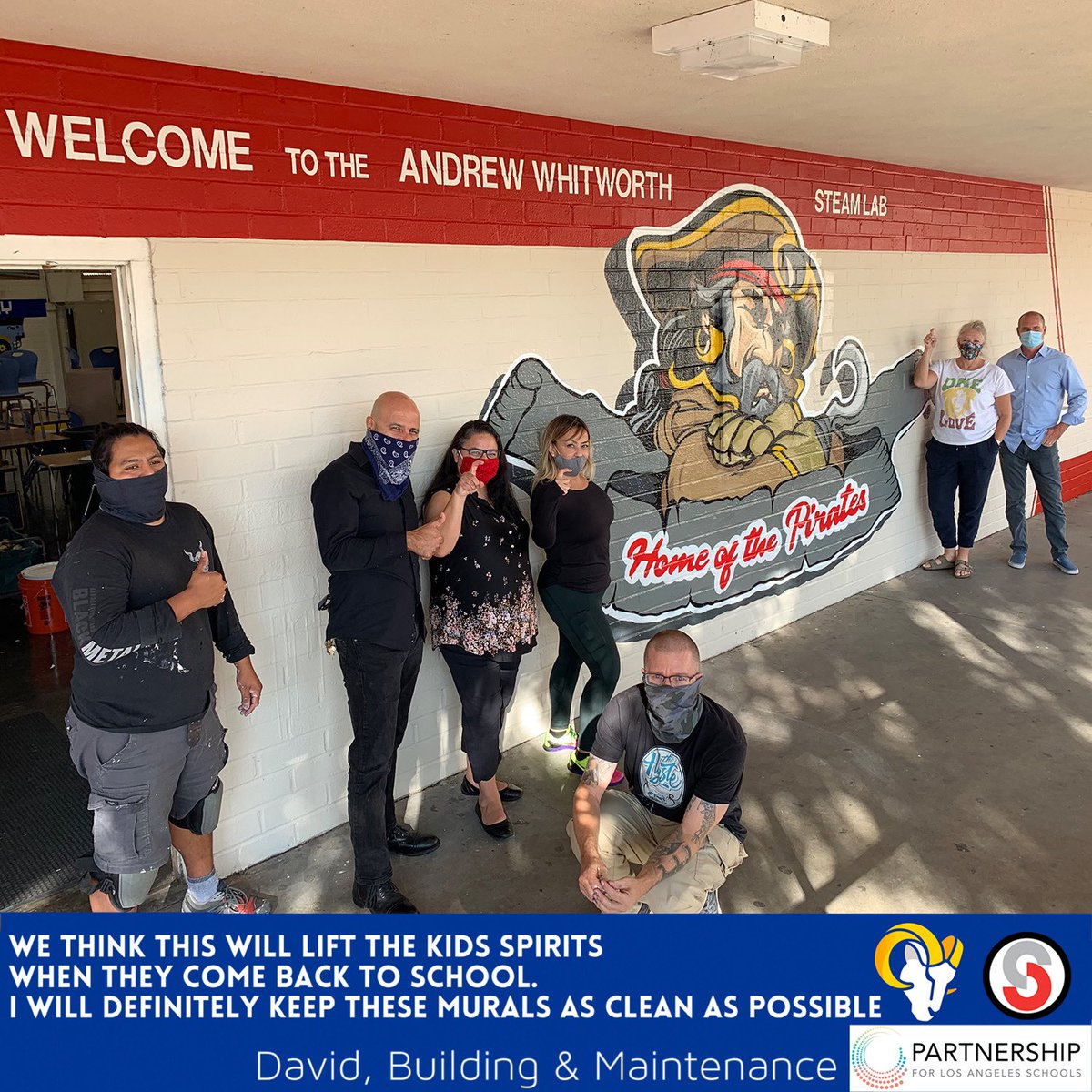 Sharefestinc's tweet photo. Nominated as a Walter Payton @NFL Man of the Year in '19, Andrew Whitworth continues to demonstrate community leadership with the LA @RamsNFL. By funding this STEAM Lab, Mr. &amp; Mrs Whitworth’s heart for students is on display at yet another @partnershipla school❤️ #STEAM #Grateful https://t.co/NIk2aDoabI