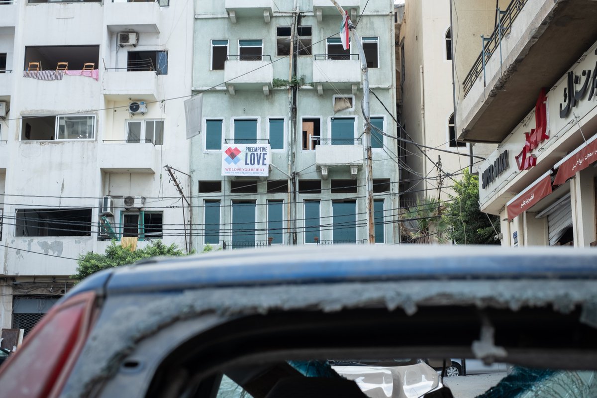 preemptivelove's tweet photo. Today, we installed window frames and metal rolling shutters to houses damaged by the #BeirutBlast. These provide protection from elements like heat and rain, but they also provide a sense of security and protection for those returning home. #RebuildingBeirut https://t.co/DJTE0pQpUK