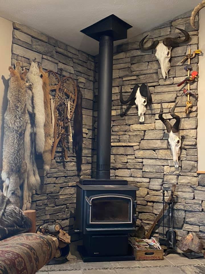 Adding a bit of home decor to the wood stove corner today.