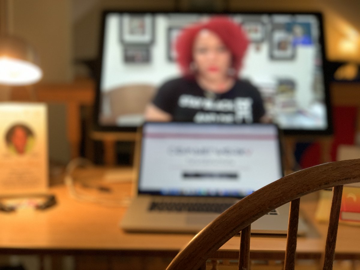 . #ComNetworkV dun did it y'all! <a href="/staceyabrams/">Stacey Abrams</a> posed some #Brilliant questions &amp; <a href="/nhannahjones/">Ida Bae Wells</a> spit raw 🔥. I’m dizzy and have fallen out of my chair. #bourbon