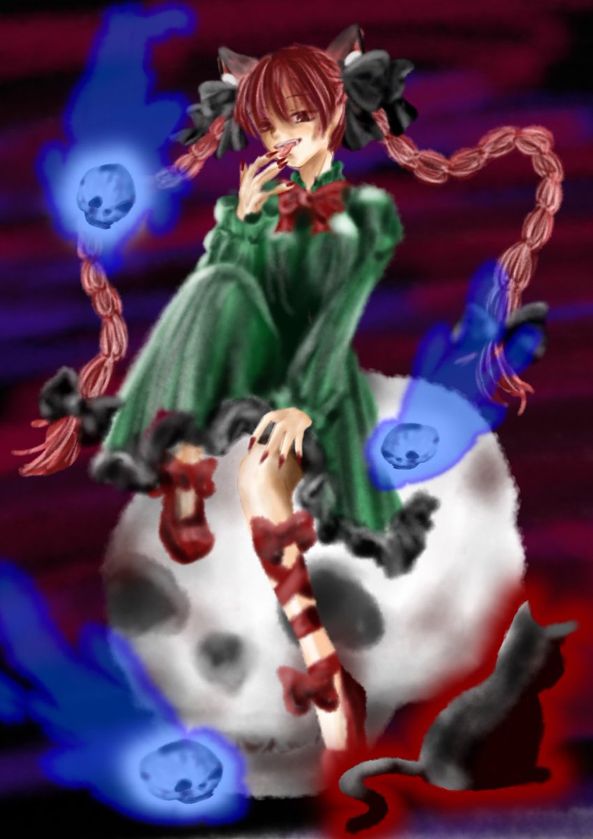 レイ 個ツイ見てね W ﾁﾗｯ お燐ちゃん描きましたฅ ฅ 東方project 東方 東方 イラスト 火焔猫燐 お燐 イラスト 迷い猫のイラストの森 アイビスペイント