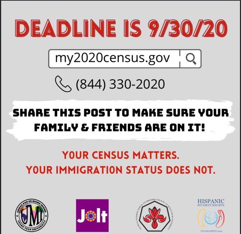Hey y’all!🤠✨
Please remember to fill out the CENSUS!!

It is very important and the deadline to do so it coming up. Keep in mind that the census determines many important things in your community! 📬🗳