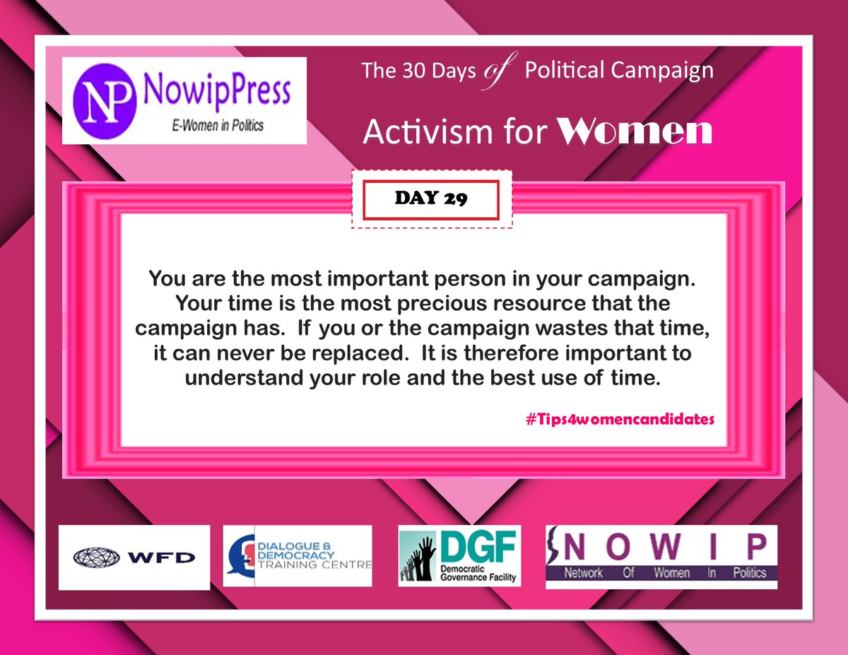 nowipofficial's tweet photo. #Tip86 30 days of political campaign with our partners @WFD_Uganda @dialogue_Ug @DGFUganda17 @UWOPA
#Tips4womencandidates https://t.co/Z8yi8oQlMa