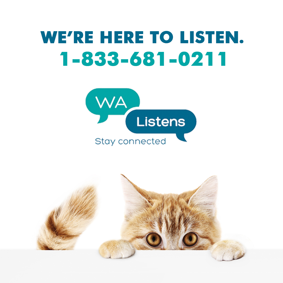 If you're feeling stressed or down about COVID, call us we're here to listen. 1-833-681-0211