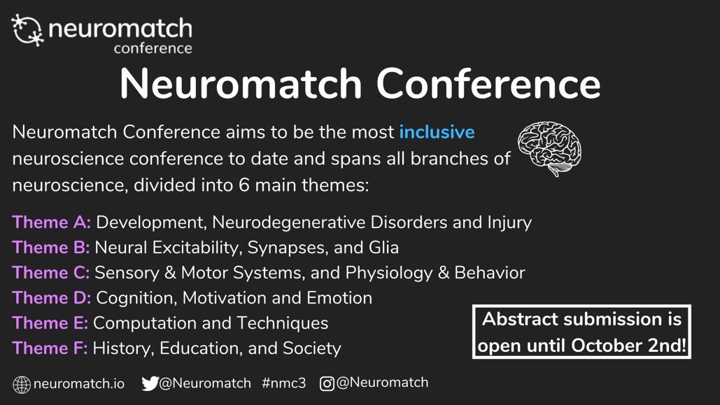 We are inviting ALL branches of neuroscience to Neuromatch Conference #nmc3! 🧠 By this, we mean that: