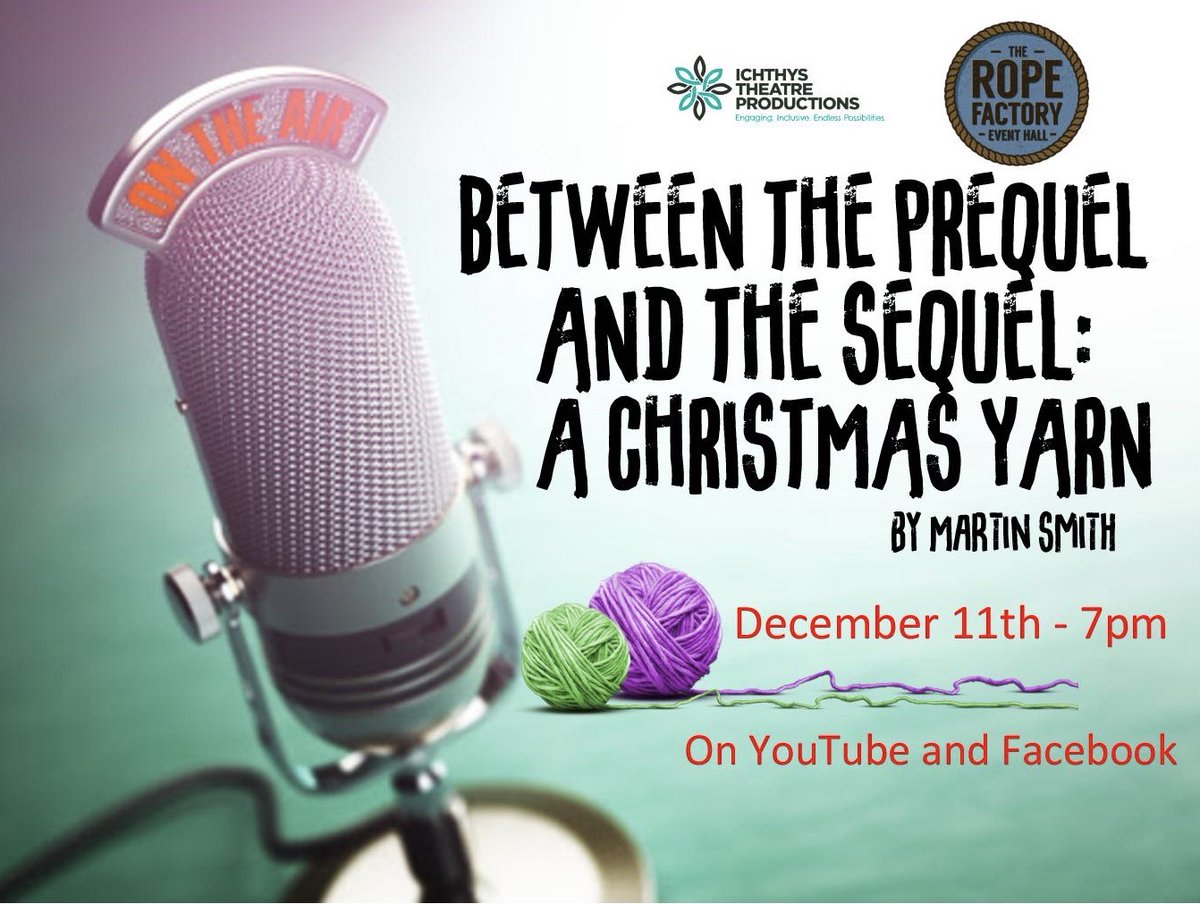 ICHTHYSTheatre's tweet photo. Rehearsals start tonight for ICHTHYS Theatre productions "Between The Prequel And The Sequel: A Christmas Yarn" coming December 11th at 7pm on YouTube and Facebook.

@MartinWritin https://t.co/rklDuPtA1b