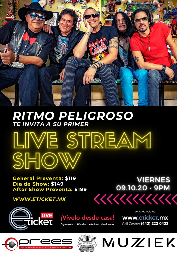 No se olviden de nuestro primer streaming con <a href="/Ritmo_Peligroso/">Ritmo Peligroso Oficial</a> el viernes 9 de Octubre a las 9:PM por www.eticket.mex  con nuestro invitado de lujo <a href="/ShenkaOfficial/">Dr. Shenka</a> a gozarrrr familia!
#QuedateEnCasa 
#streamingpeligroso