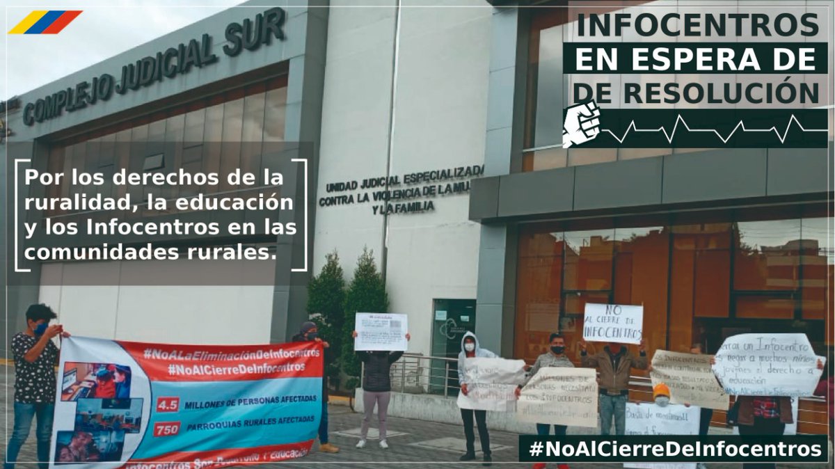 toalombo_flavio's tweet photo. #AcciónDeProtección | La justicia tiene el día viernes 25 de septiembre la oportunidad histórica de fallar a favor de los derechos de más de 4.2 millones de ciudadanos de las zonas rurales del Ecuador. @telecom_ec @cjudicaturaec #NoAlCierreDeInfocentros https://t.co/8bU6IYXzzX