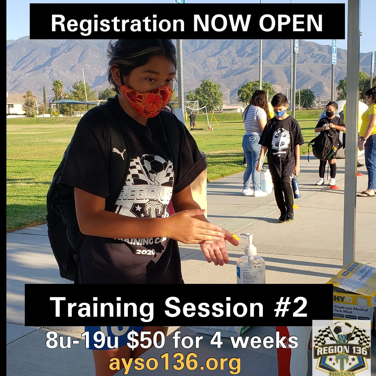 FontanaAYSO's tweet photo. Our first sessions were a great success! Registrations now open for Training Session #2!
Happy to announce we will have 8u division open, but parents will still have to follow same guidelines as everyone else. 
Click here for more info and to register! 
https://t.co/y8atwBBJl4 https://t.co/mG4tG7fTKL