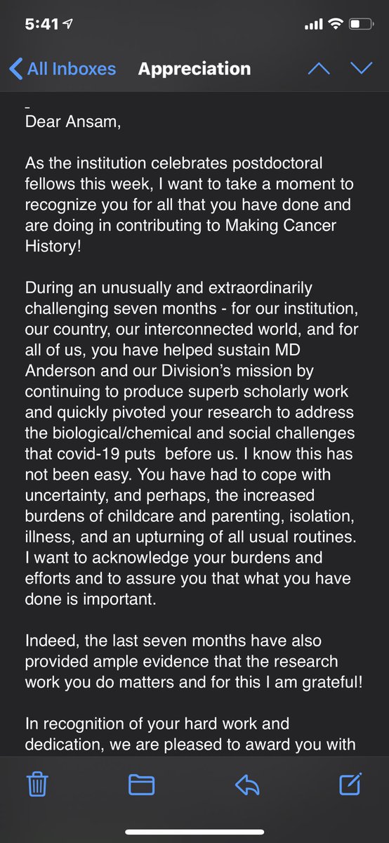 Squirrel_PhD's tweet image. Look what just landed in my inbox!Thoughtful acts of recognition go a long way 💫 #UnusualTimes #postdocappreciationweek #makingcancerhistory