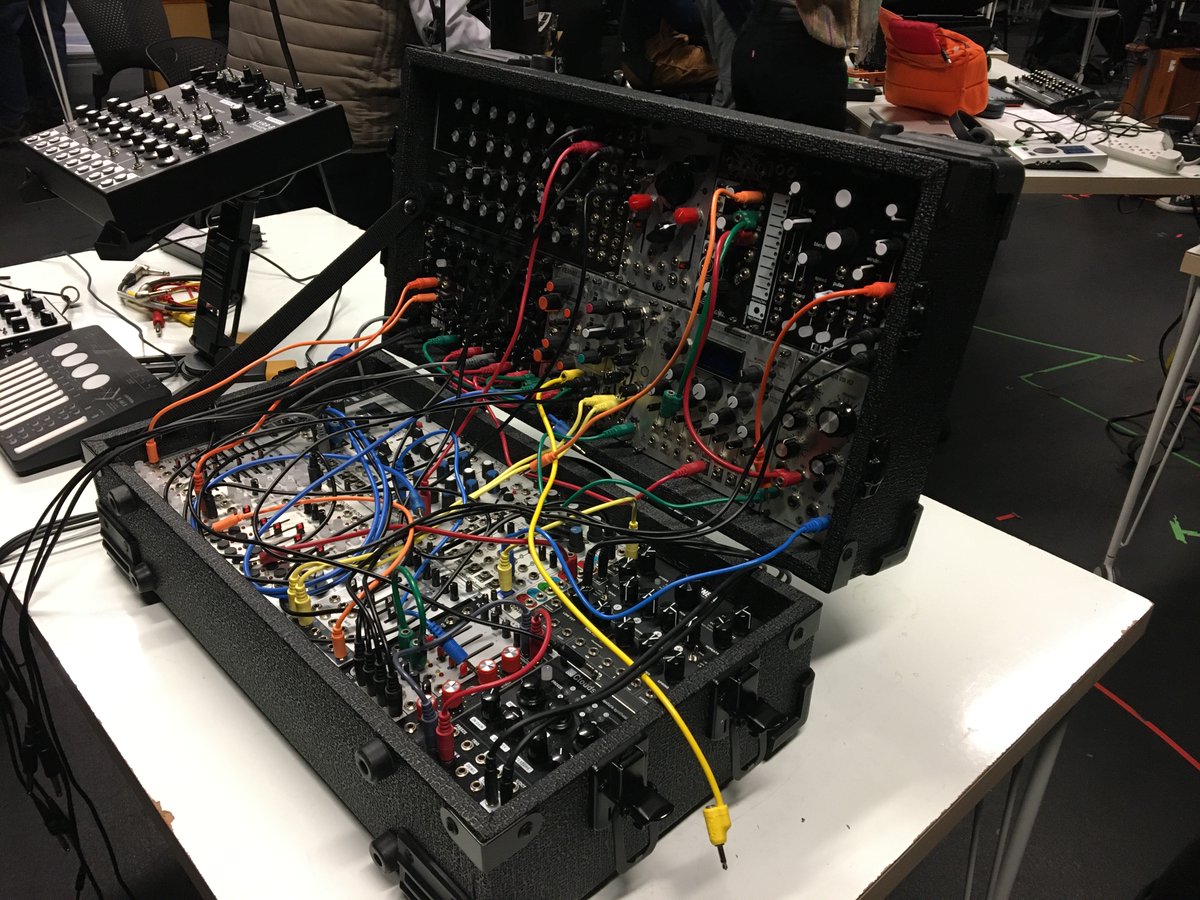 Lexi_LouW's tweet photo. #TechTuesday A few years ago #CEE member Paul Stillwell got into #modularsynthesis #modsynth and now he has a big @EurorackCases set up. Add in a Synthi A and AKS? = #modsynth heaven. This pic is from the Feb 2020 @cmumusic visit: it’s what he could fit in the car! https://t.co/Kfyewnyxt8
