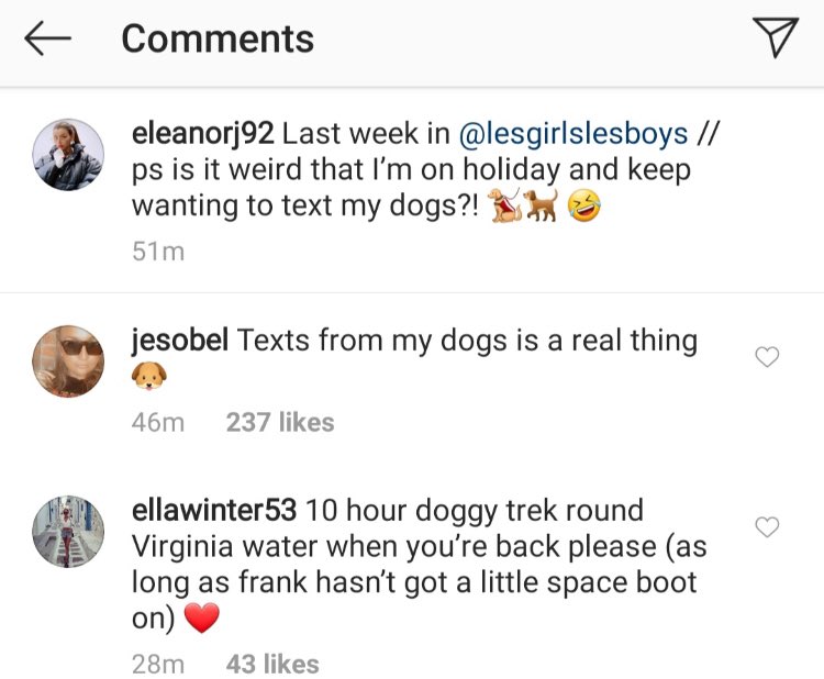 eI posts this saturday, august 15th. both comments have since been deleted. eIIa’s a few hours after posting, & I believe jesobeI’s was weeks later. location: wherever she was on holiday- I believe she was alone