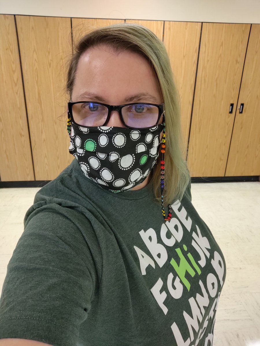 ncsuncg's tweet photo. It's Start with Hello week. Wearing my green shirt, mask and hair in honor of the Sandy Hook Promise. @SumnerSeahawks https://t.co/9pgjaHnPkX