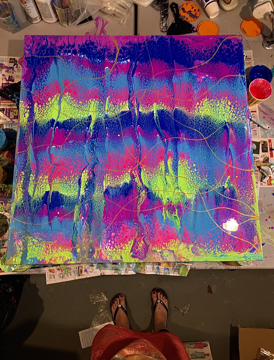 I did it! It’s done! My biggest commission piece: 3 ft x 3 ft! 
I’m so happy with the final outcome 🎨🖼💙💜💗💚

#abstractart #acrylic #artshare #newpainting #painting #fluidart #paintpour #swipe #acrylicpainting #artist #art #myart #bright #ThursdayMotivation #OhMyGawd #cells