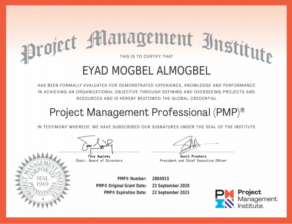 EyadalMogbel's tweet photo. بتوفيق من الله تعالى ،  حصلت على شهادة PMP كأحد اهدافي لعام 2020 وذلك بعد اشهر من التحضير والاستعداد .

كل الشكر والتقدير  للاساتذه الكبار @PMPTrainer79 
@BayhasSawady 
على جهودهم وتوجيهاتهم كتب الله لهم التوفيق🙏 https://t.co/TvKBoSEk2j