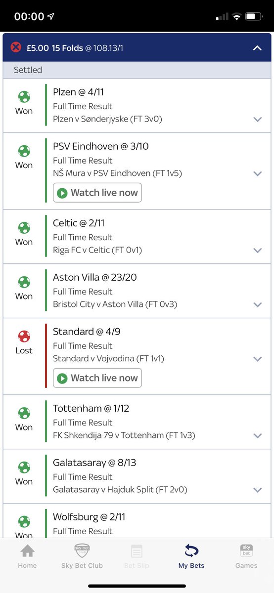 DanielMaseda's tweet photo. @SkyBet ‘Standards’ to lose a 15-fold by 1 goal. They scored one minute into extra time as well. Please sympathise with me and sort me out here 😅 https://t.co/hKFAR5BygM