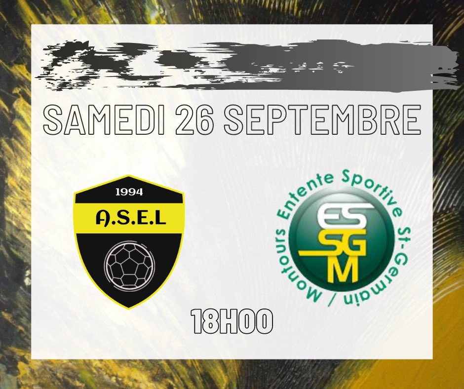 Aselecousse's tweet photo. 🟡 Planning du week-end ⚫️

⚽️ Équipe A ~ District 1 / Poule B
📆 Samedi 26 Septembre 2020
⏰ 18h00
🆚 Saint Germain Montours 
🏟 Lécousse https://t.co/cEVcyFjOCY