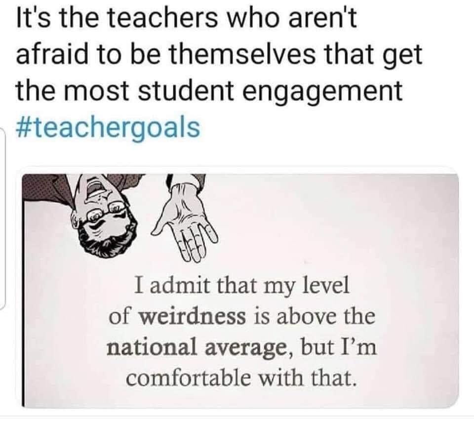 tmillerENG's tweet photo. I love being my silly self! It’s the only me I know how to be! #ProfessionalGoofball #goofyandiknowit #teacherlife https://t.co/MyhGbWZxY7