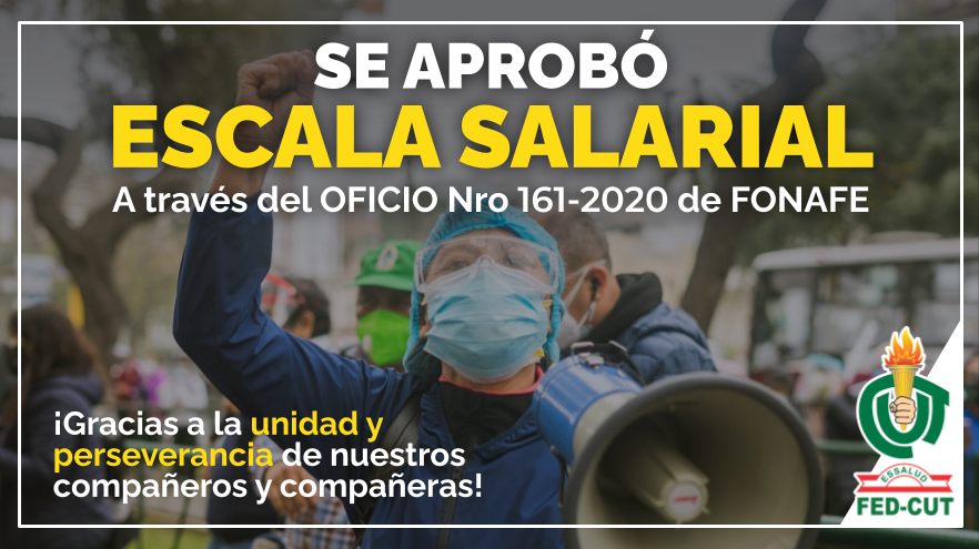 FedCut's tweet photo. 📢 ¡La escala salarial ha sido aprobada! A través del oficio Nro. 161-2020, FONAFE dio a conocer esta decisión a EsSalud.¡Solo con unidad y perseverancia lograremos nuestros objetivos! 💪 https://t.co/90gFdKSr6l