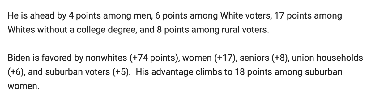 Biden up by 18 among suburban women in PA *despite* looting/riot/flames on loop on Fox & Q-adjacent SaveTheChildren bait flooding Fb wasn't foreordained. It's the result of vast infrastructural labor that built networks for trusted outreach fr near scratch  https://www.foxnews.com/official-polls/fox-news-poll-tight-race-in-ohio-biden-tops-trump-in-nevada-and-pennsylvania