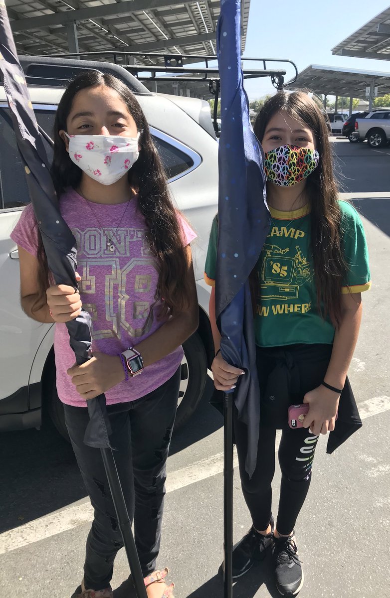 Our percussionists were excited 🤩 to pick up their instruments this week. AND, we spotted a couple #ColorGuard “freshies”! Welcome to our #MillikanBandandGuard! ! 😊💙🎶💛