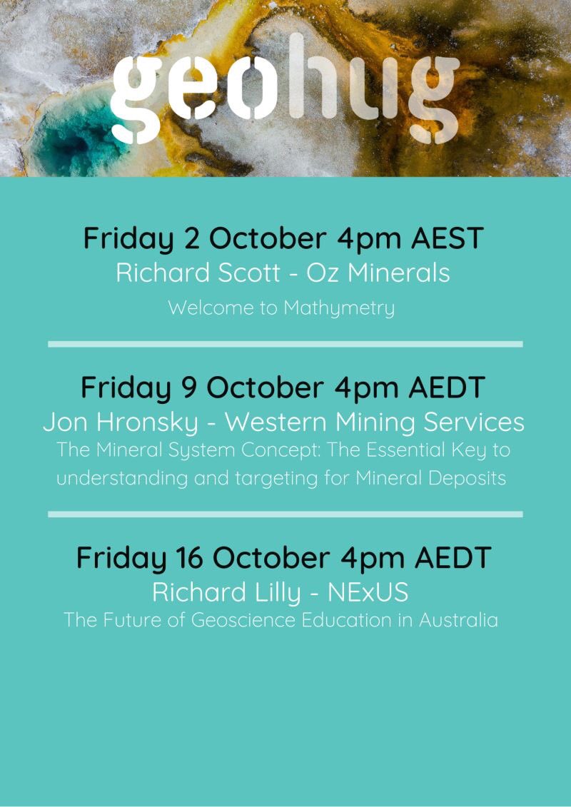 New sessions just dropped on geohug! Loving the line up of our latest rockstars Richard Scott, Jon Hronsky OAM &amp; Richard Lilly.
Register Now: geohug.rocks
Please note daylight savings will be coming into effect soon.
#geohug #geology #coresafe #prospectors #rockstars