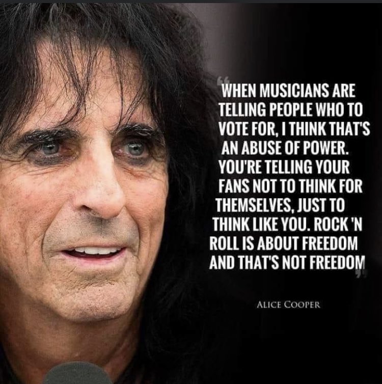 Well said Coop <a href="/alicecooper/">Alice Cooper</a> 🤘🏻☠️🤘🏻 Now let’s get back to music. 🙌🏻 Making people feel good🎸