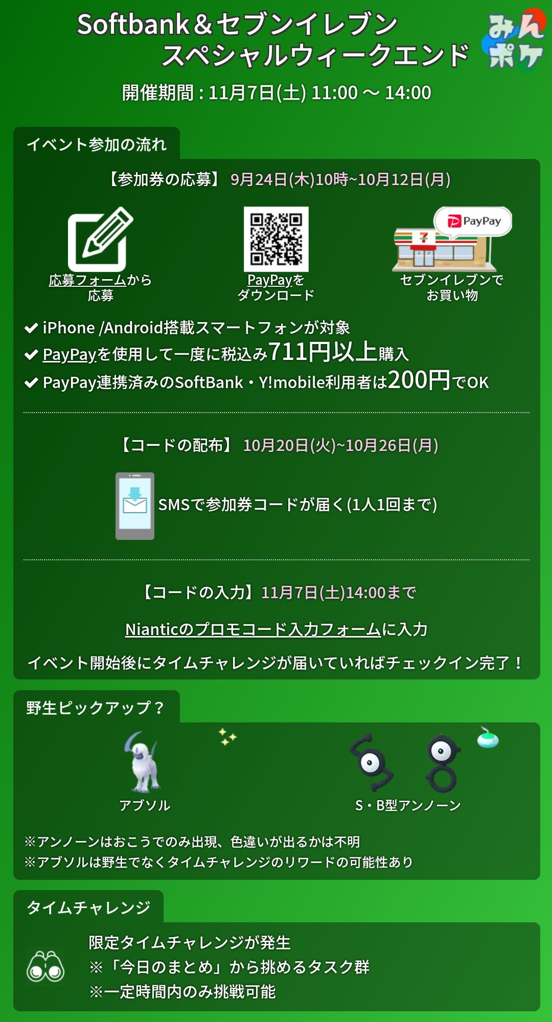 تويتر ポケモンgo攻略 みんポケ على تويتر Softbank セブンイレブンのスペシャルウィークエンド 参加券応募からイベント参加までの流れ Paypayに現金でチャージする方法 T Co Ltbhilck2d ポケモンgo T Co Mnkhbujhiz