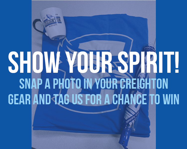 Tomorrow (Sept. 25) from 8 a.m.-8 p.m., grab your favorite Jays gear to show off your school spirit! Tag us on Instagram @creightonnewbluejays for a chance to earn one of three Family Weekend prizes. Winners will receive a message from the Family Weekend team. Good luck!
