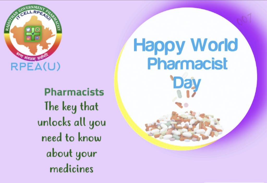 Happy World Pharmacist's Day to all

#worldpharmacistday2020
#Pharmacist_transforming_global_health
<a href="/FIP_org/">FIP</a>
<a href="/ashokgehlot51/">Ashok Gehlot</a> 
<a href="/RaghusharmaINC/">Dr. Raghu Sharma</a> 
<a href="/KrishnaPooniaIN/">Dr. Krishna Poonia</a> 
<a href="/MunjalDr/">Dr Ish Munjal</a> 
<a href="/rohanrgupta/">Rohan Gupta</a>
<a href="/_lokeshsharma/">Lokesh Sharma</a>
<a href="/DrArchanaINC/">Dr. Archana Sharma</a>
<a href="/sushmaAnchor/">Sushma Pandey</a>
<a href="/SpurdhaOfficial/">Dr.Spurdha Choudhary</a>
<a href="/DrSanjeevRajp4/">Dr Sanjeevv Rajpurohit</a>