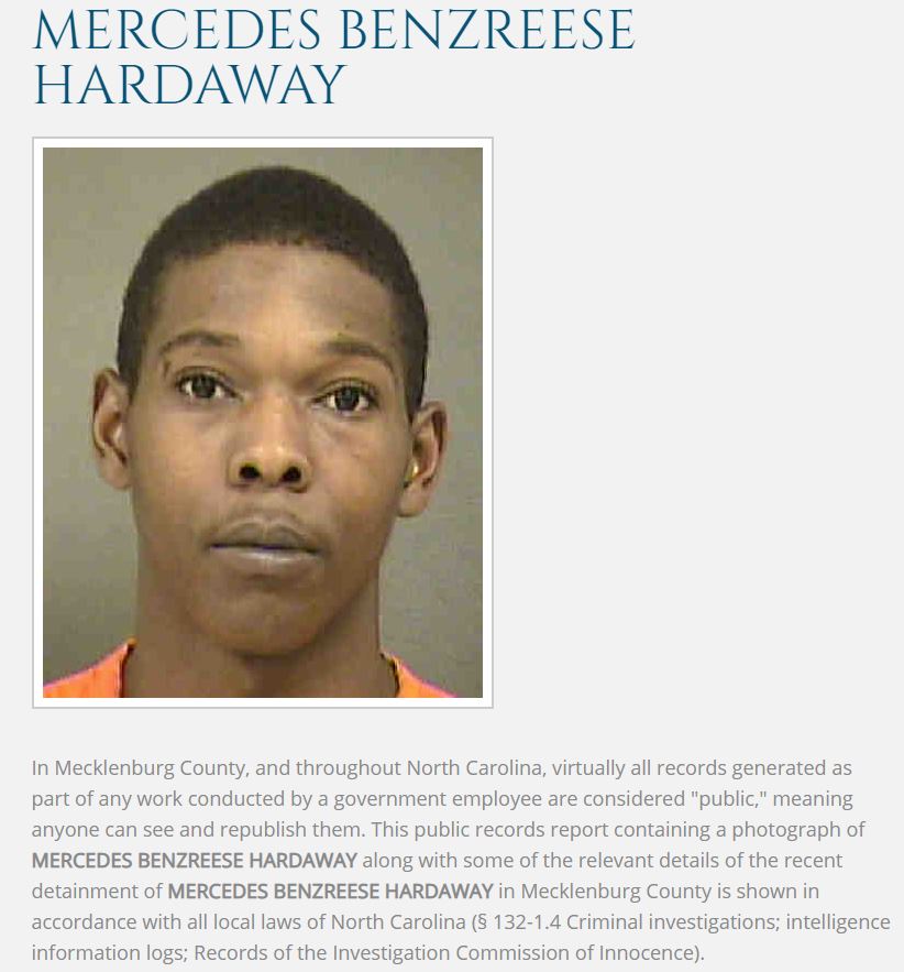 This mugshot. Mercedes is Perika's son. (She is the sister of D&S.) The Hardaway family is sketchy. /2 https://www.mecklenburgpublicrecords.com/mecklenburg-records-report.php?id=21476