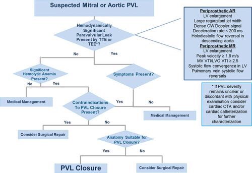 Generally, close if symptomatic PVL (HF or hemolysis) or chamber enlargement. Trans-septal for MV and retrograde aortic for AV. Thorough overview article by  @EleidMack on the topic.  https://www.ahajournals.org/doi/full/10.1161/circinterventions.115.001945