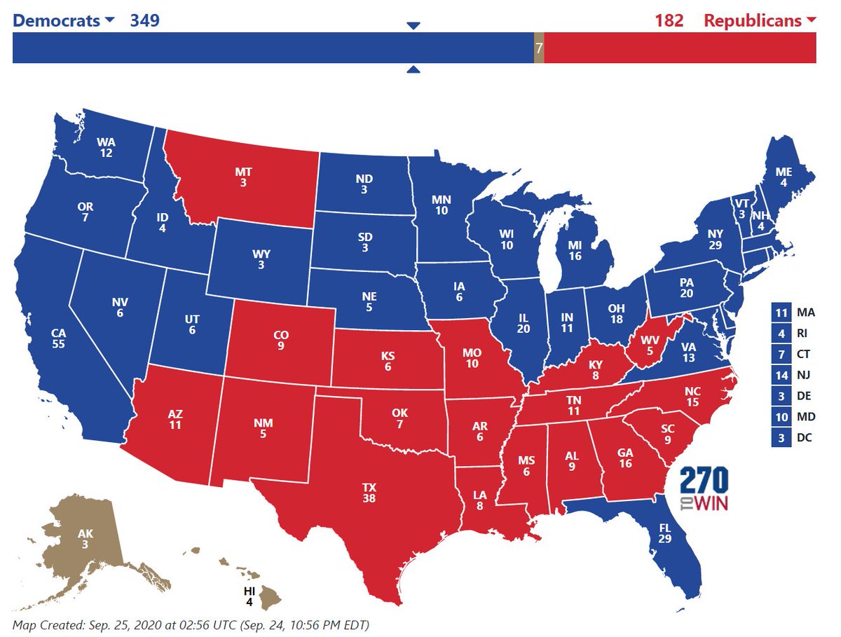 raylehmann's tweet photo. I can formally unveil my Electoral College model. It's based on data from American Veterinary Medical Association* and operates on the thesis that Biden will win all the states with more cats than dogs and Trump will win all the states with more dogs than cats. https://t.co/vXUp5v68Z3
