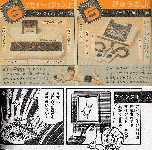 DJ_fukutake's tweet photo. 本日発売!太田出版『CONTINUE vol.67』連載「アーリーゲームコミック列伝」は、1983年の児童漫画誌記事から“ファミコン夜明け前”を検証。コロコロコミックの貴重な黎明期家庭用ハード記事やコミックボンボン幻の連載ゲーム漫画等!任天堂の天下前夜、83年のカオスこそが面白い! #CNT67 #レトロゲーム https://t.co/K5saHqrmcb