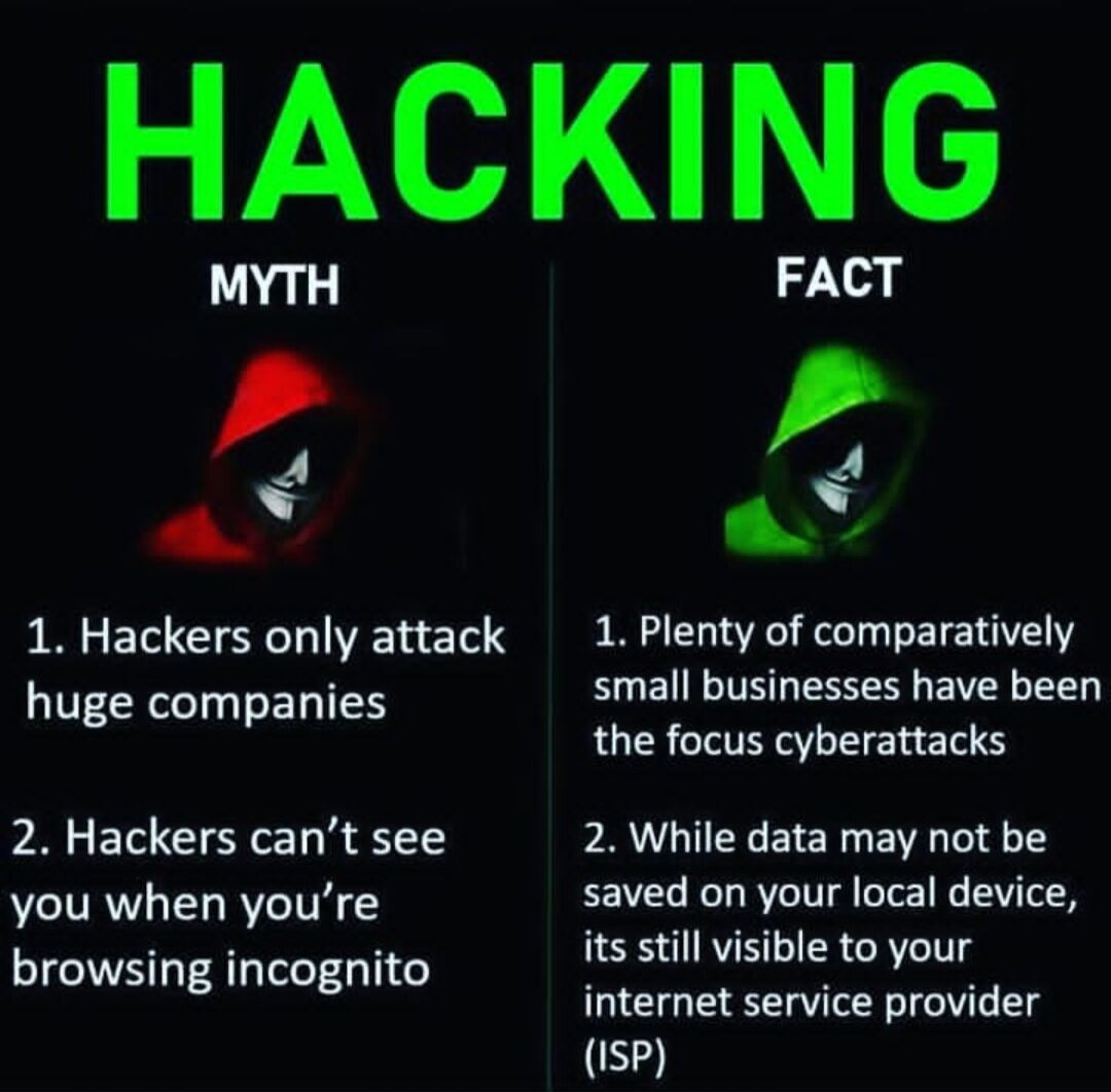 safehack_in's tweet image. Hacking
Myth v/s Fact

Source: Instagram

#hacking #facts #myths #safehack