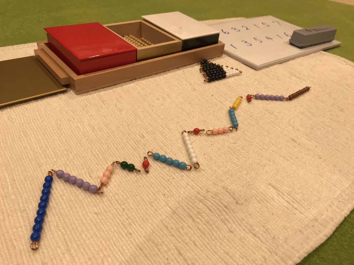 MSTokyoHead's tweet photo. Montessori students experience mathematics with their senses. Ever wondered what '9 + 6 + 3 + 2 + 1 + 5 + 7 + 1 + 3 + 5 + 4 + 1 + 6 + 8' looks like? How long it is? Or what colour it might be? #MSTmaths #MSTEducationReimagined #MSTdiscovery https://t.co/YlEvP6bbq0