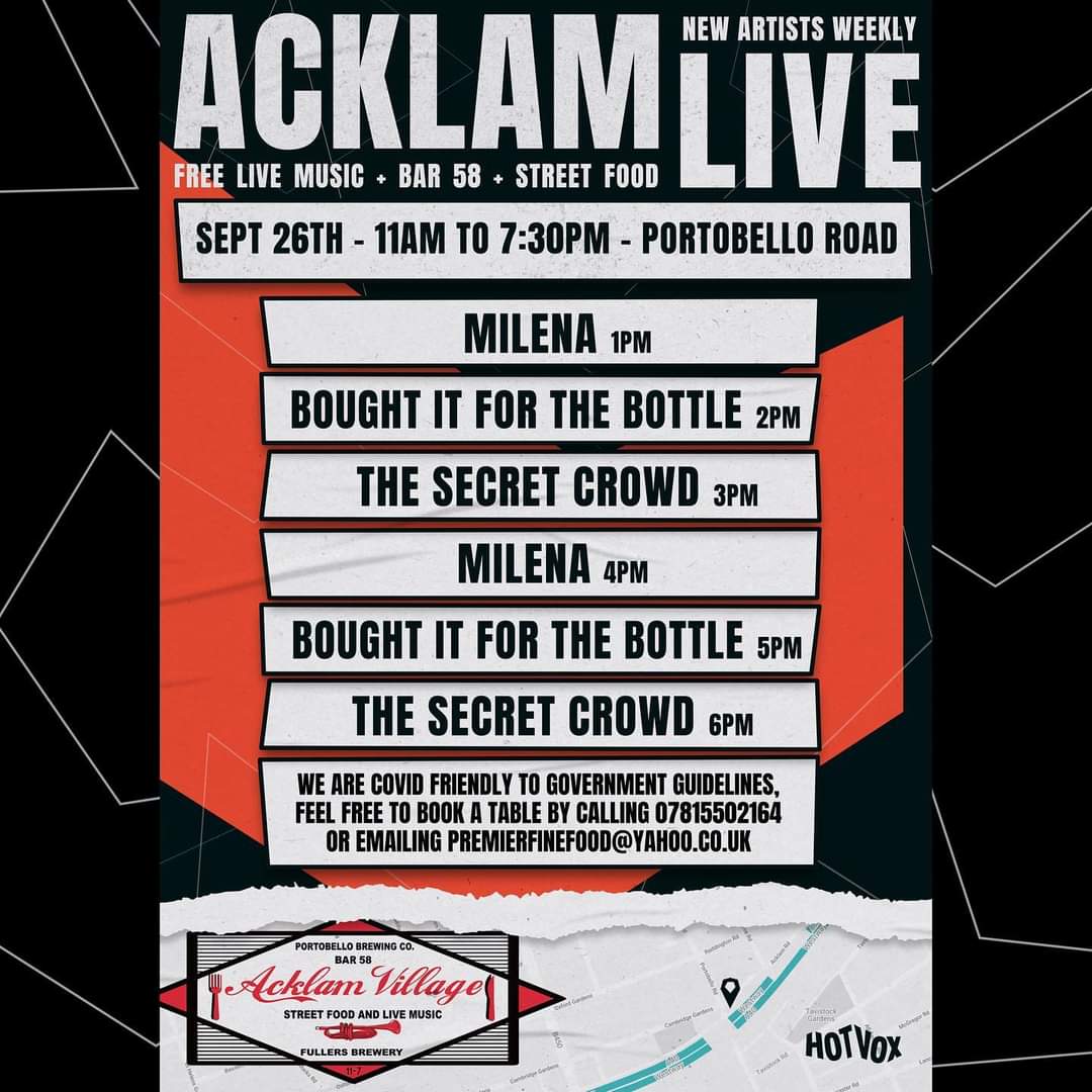 Well don’t we have a treat for you this Saturday!?! This is a line up you don’t want to miss!! 👌🏼🥳 @visitportobello #acklamlive #londonmarkets