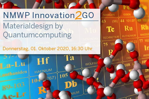 #NMWPInnovation2GO #WebTalk am 01. Oktober: Prof. Dr. Heinz Voggenreiter <a href="/DLR_de/">DLR_de</a> stellt #markt- &amp; #anwendungsorientierte #Idee „#Materialdesign by #Quantumcomputing“ (#MDbyQC) vor: geringe #Entwicklungszeiten, -#kosten und -#ressourcen. Infos &amp; Anmeldung: nmwp.nrw.de/innovation2GO/
